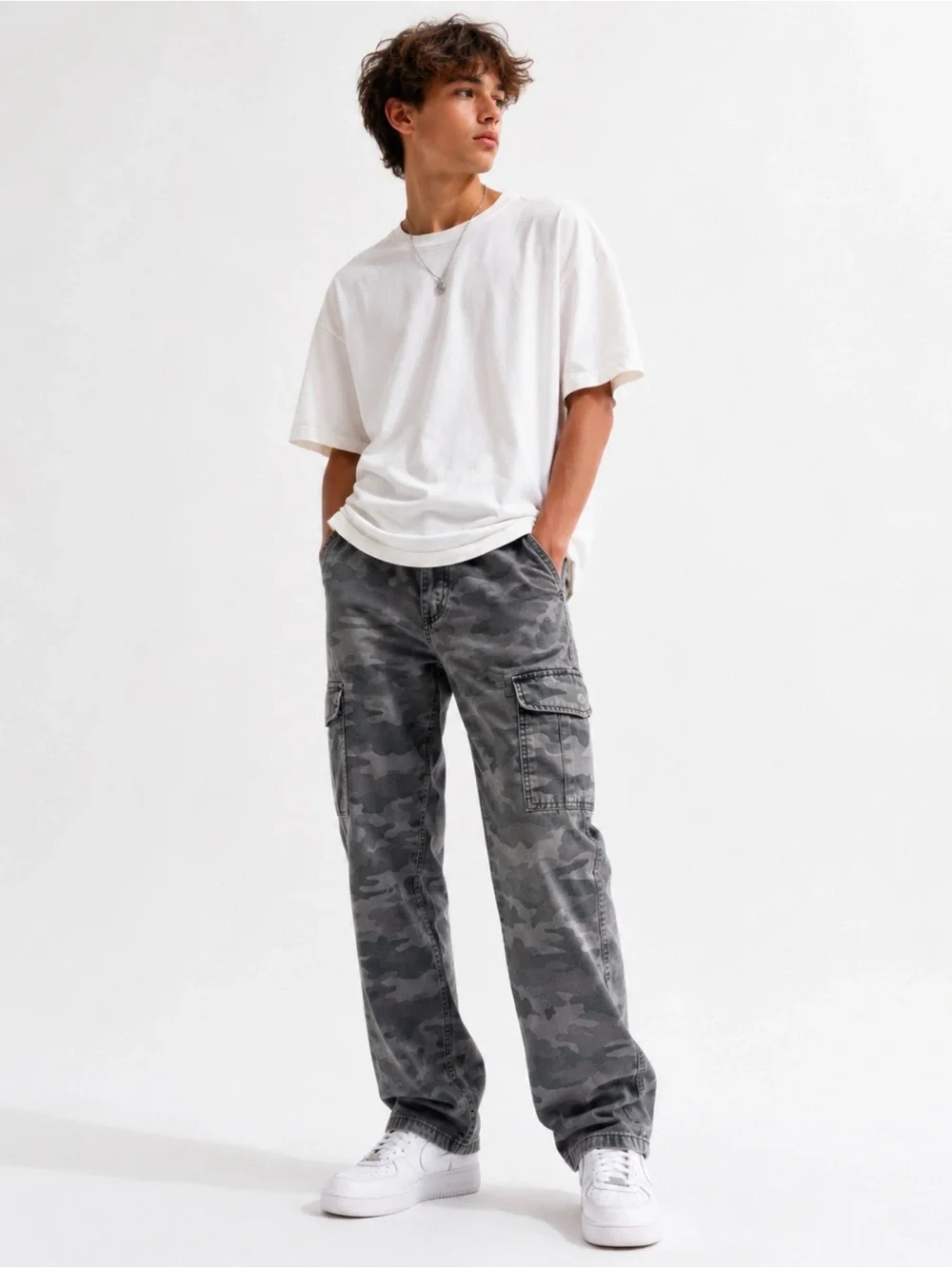Levi’s 505 Gray Camo Cargo Pants 27x27 Size 14 Regular Y2K Utility